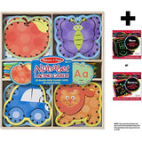 Melissa & Doug Alphabet Lacing 26-Wooden Cards Set & 1 Scratch Art Mini-Pad Bundle (09490)