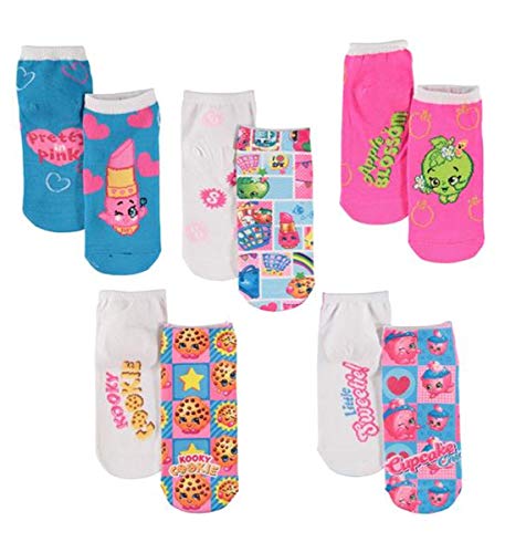 Shopkins Big Girls' Printed No-Show Sock - 5 Pack (Pink), 6-8.5 Kids