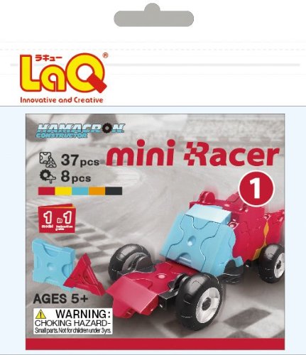 LaQ Hamacron Mini Racer 1 Car Model Building Kit, Red