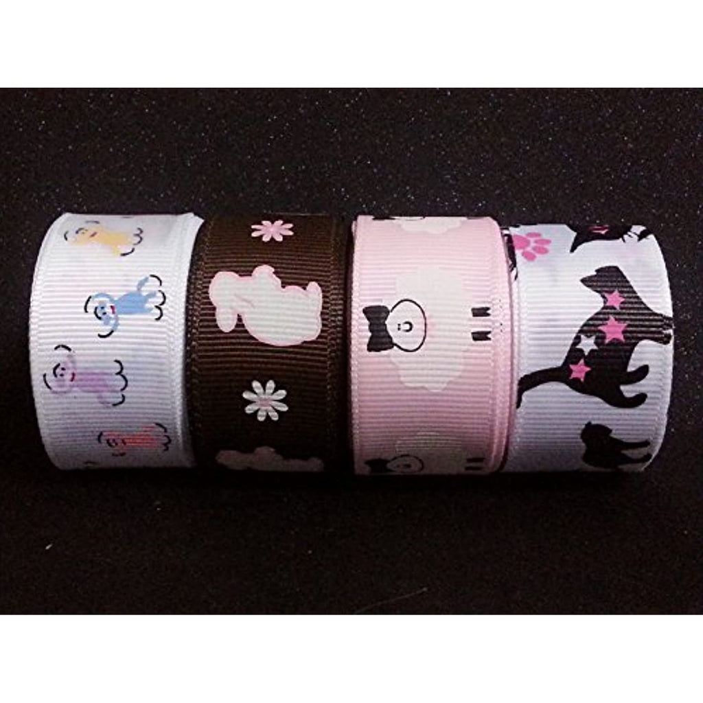 Polyester Grosgrain Ribbon for Decorations, Hairbows & Gift Wrap by Yame Home (7/8-in by 50-yds, 00025401 - white sheep w/ light pink background)
