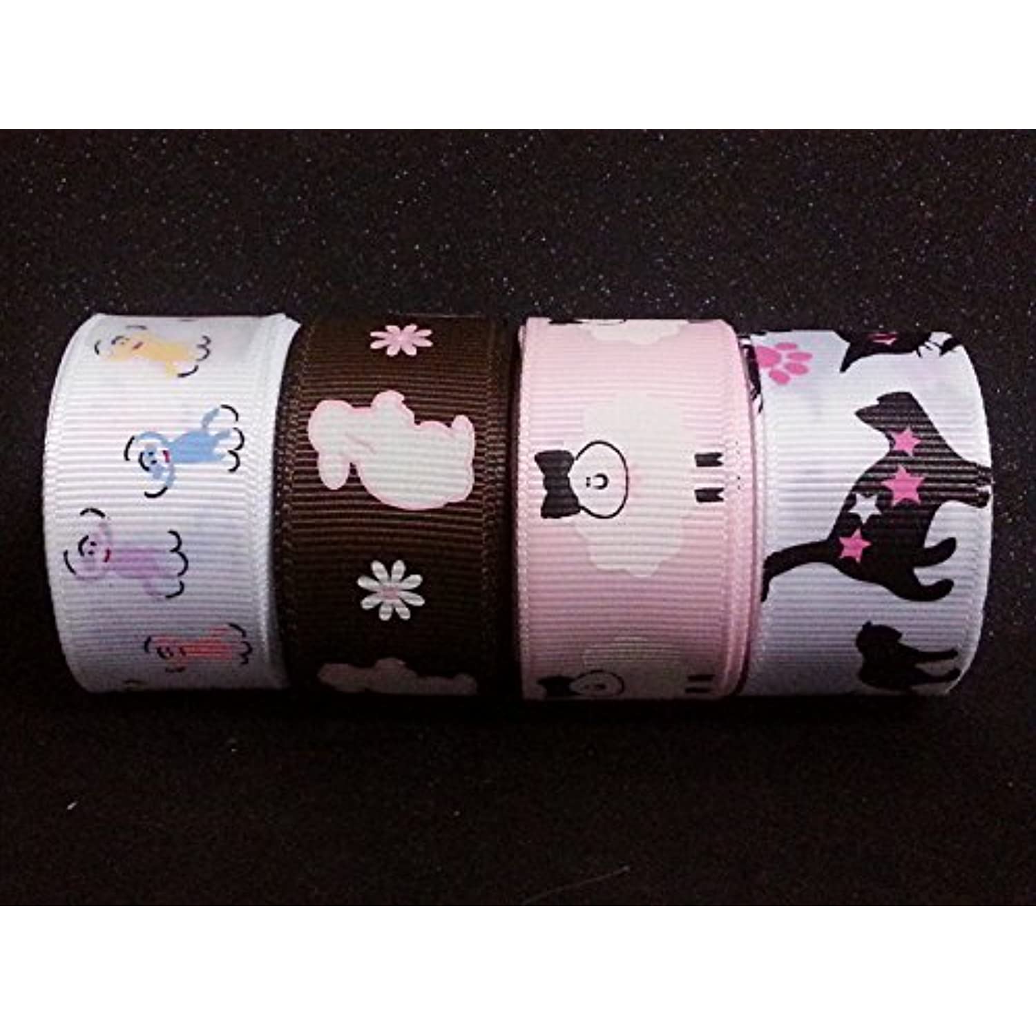 Polyester Grosgrain Ribbon for Decorations, Hairbows & Gift Wrap by Yame Home (7/8-in by 10-yds, 00025401 - white sheep w/ light pink background)