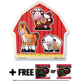 Melissa & Doug Barnyard Animals 'Jumbo Knob' Puzzle + FREE Scratch Art Mini-Pad Bundle [20541]