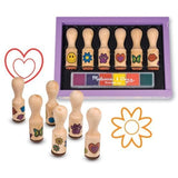 Melissa & Doug Wooden Happy Handle: Wooden Stamp Set & 1 Scratch Art Mini-Pad Bundle (02407)