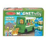 Melissa & Doug Magnetivity Magnetic Tiles Building Playset – Safari Rescue Truck Vehicle (6 Panels, 28 Accessory Magnets, STEM Toy)