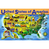 Deluxe Wooden USA Map Puzzle 'Map of the United States' 500-Piece Cardboard Jigsaw Puzzle + FREE Melissa & Doug Scratch Art Mini-Pad Bundle [37976]