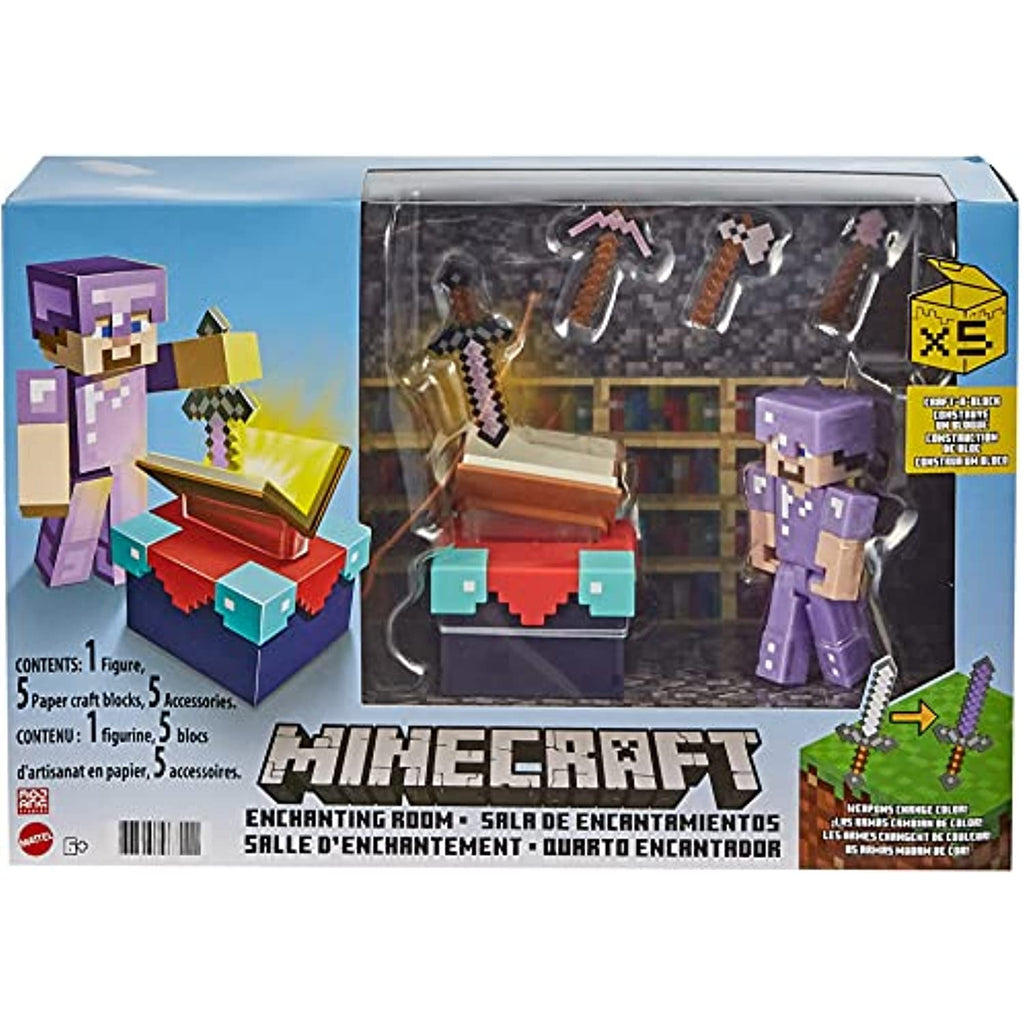 Minecraft Enchanting Room with 3.25-in Steve Figure & Accessories, Storytelling Adventure Play Set, Complete Play in a Box, Gift for Kids Ages 6 and Older