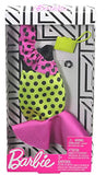 Barbie Complete Looks Doll Clothes, Outfit Dolls Featuring A Party Dress Decorated with Green and Pink Color-Blocking, Ruffles and Polka Dots, Gift for 3 to 8 Year Olds