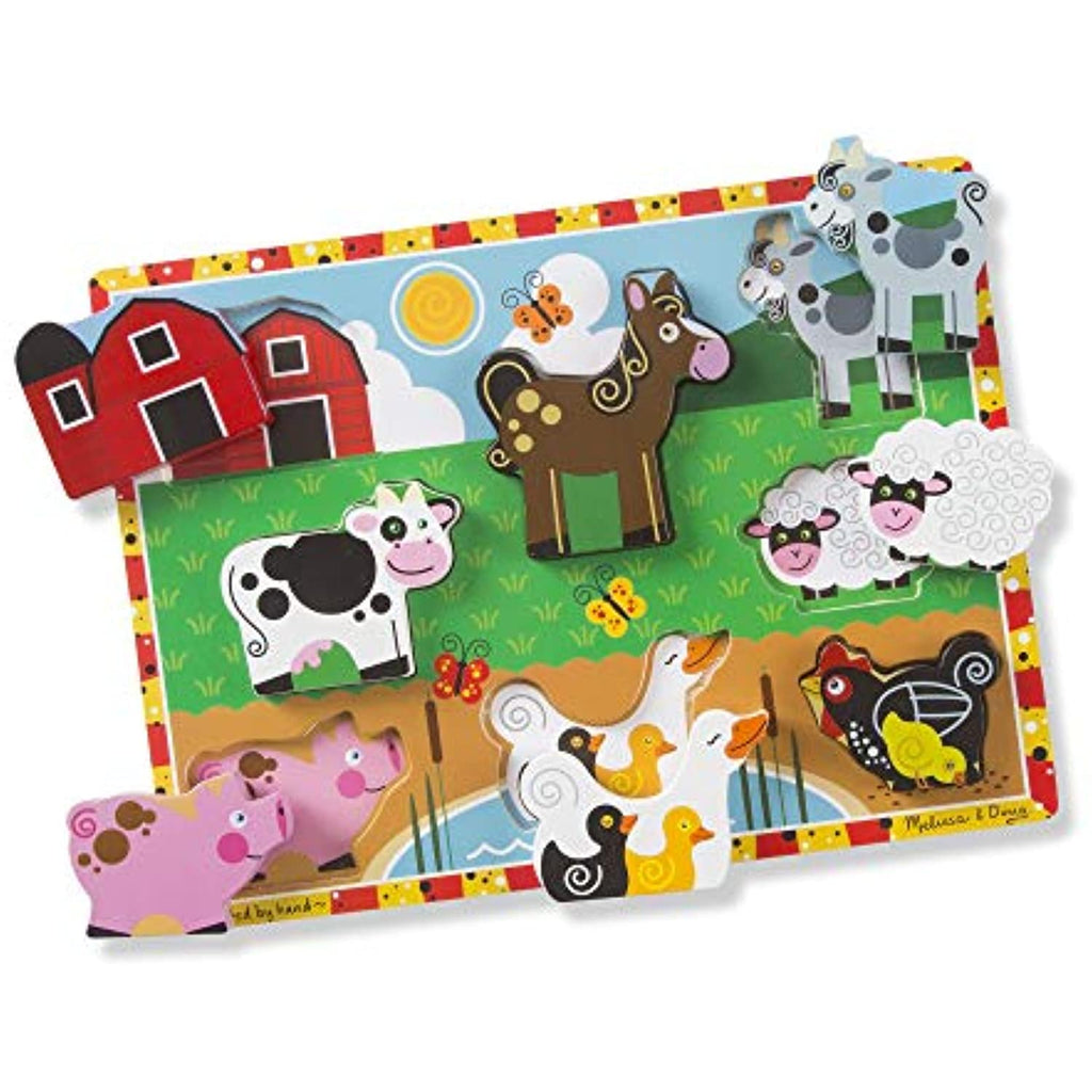 Melissa & Doug Wooden Chunky Puzzle Farm/Pet/Safari/Shapes Puzzle (8 Piece)