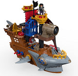 Fisher-Price Imaginext Shark Bite Pirate Ship, Roll from one swashbuckling adventure to the next with this pirate ship playset featuring shark biting action!
