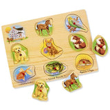 Melissa & Doug Sound Puzzles Set: Pets and Wild Animals - 8-Piece Wooden Peg Puzzles