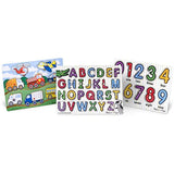 Melissa & Doug Alphabet, Vehicles, Shapes Peg Puzzle Bundle (42 Piece)