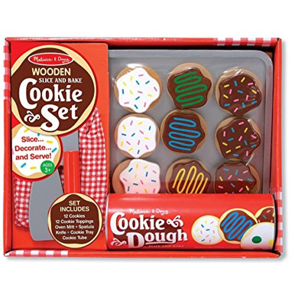 Melissa & Doug Slice and Bake Wooden Cookie Play Food Set Wooden Scoop and Serve Ice Cream Counter (28 pcs) - Play Food and Accessories