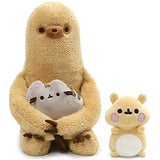 GUND Pusheen Sloth 13" Plush Bundle with 5" Cheek Hamster Plush