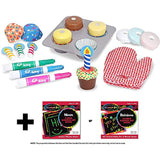 Melissa & Doug Bake and Decorate Cupcake Set - Play Food Set & 1 Scratch Art Mini-Pad Bundle (04019)