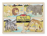 Melissa & Doug Safari Animals 4-in-1 Wooden Jigsaw Puzzle with Storage Tray (16 pcs)
