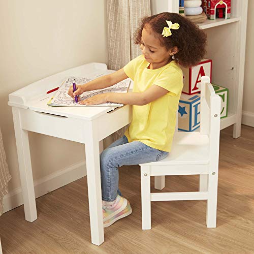 Melissa & Doug Wooden Lift-Top Desk And Chair - White