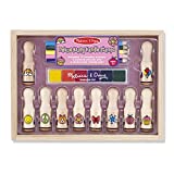 Melissa & Doug Deluxe Happy Handle Stamp Set With 10 Stamps, 5 Colored Pencils, and 6-Color Washable Ink Pad