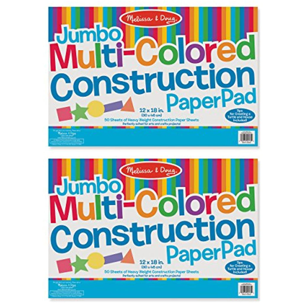 Melissa & Doug Jumbo Multi-Color Construction Paper Pads (12 x 18 inches) - 50 Sheets, 2-Pack