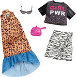 Barbie Clothes: 2 Outfits for Barbie Doll Feature “Girl Power” Tee and Animal Prints On Long Dress and Ruffled Skirt, Gift for 3 to 8 Year Olds