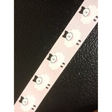 Polyester Grosgrain Ribbon for Decorations, Hairbows & Gift Wrap by Yame Home (7/8-in by 50-yds, 00025401 - Cute lamb design w/pink background)