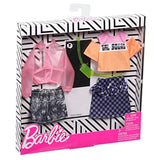 Barbie Clothes: 2 Outfits Doll Include A Jacket, ‘Girl Squad’ Top, Checked Skirt, Denim Shorts, Fanny Pack and Watch, Gift for 3 to 8 Year Olds