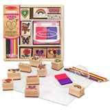 Melissa & Doug Friendship: Wooden Stamp Set & 1 Scratch Art Mini-Pad Bundle (01632)