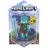 Minecraft Drowned Zombie 3.25" scale Video Game Authentic Action Figure with Accessory and Craft-a-block