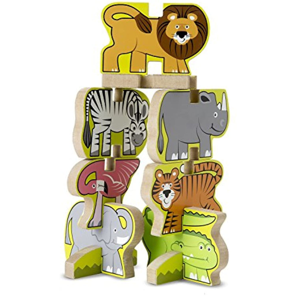 Melissa & Doug Safari Themed Stacking Chunky Puzzle Set & 1 Scratch Art Mini-Pad Bundle (09024)