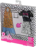 Barbie Clothes: 2 Outfits for Barbie Doll Feature “Girl Power” Tee and Animal Prints On Long Dress and Ruffled Skirt, Gift for 3 to 8 Year Olds