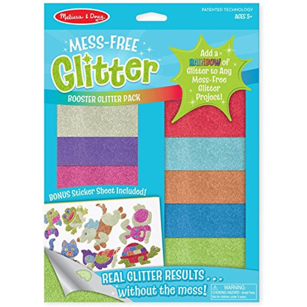 Melissa & Doug Booster Glitter Pack: Mess Free Glitter Series & 1 Scratch Art Mini-Pad Bundle (09502)