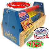 Melissa & Doug Wooden Take-Along Tool Kit (24pcs) & Classic Wooden Airplane Exclusive "Matty's Toy Stop" Deluxe Gift Set Bundle - 2 Pack