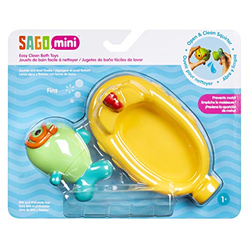 Sago Mini, Fins’ Submarine Squirter & Boat Floatie, Bpa & Mold Free Easy Clean Bath Toys, for Ages 1 & Up