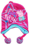 Peppa Pig Super Star Girls Beanie Knit Pom Pom Hat Glove Set, Pink