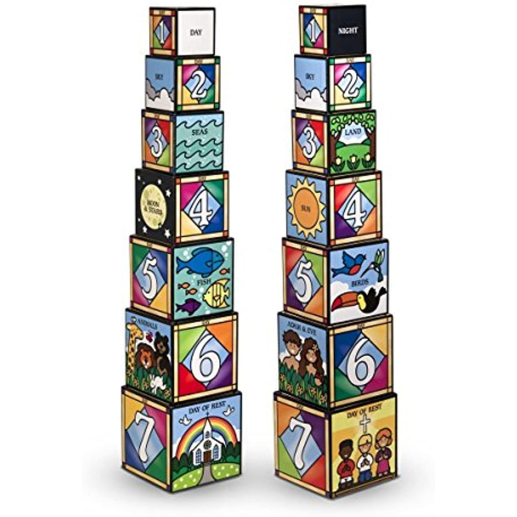 Melissa & Doug Days of Creation Stacking and Nesting Blocks Set + Free Scratch Art Mini-Pad Bundle [27779]