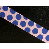 Polyester Grosgrain Ribbon for Decorations, Hairbows & Gift Wrap by Yame Home (7/8-in by 1-yd, 00037826 - Large Blue Polka Dots w/White background)