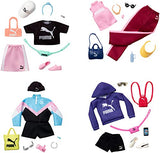 Barbie Storytelling Fashion Pack of Doll Clothes Inspired by Puma: Hoodie, Shorts and 6 Accessories Dolls, Gift for 3 to 8 Year Olds