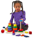 Melissa & Doug 25-Piece Wooden Geometric Stacker Toddler Toy + Free Scratch Art Mini-Pad Bundle