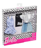 Barbie Clothes: 2 Outfits Doll Include A Sparkly Shirt, Skirt and Romper with Bow-Shaped Purse and Necklace, Gift for 3 to 8 Year Olds