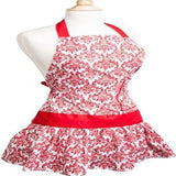 Flirty Aprons Women's Sadie Red Damask Apron