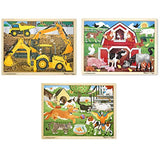 Melissa & Doug Wooden Jigsaw Puzzle arm, Construction, Pets Puzzle (24 Piece)