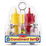 Melissa & Doug Bundle Includes 2 Items Food Fun Combine & Dine Dinners Toy, Blue Condiments Set (6 pcs) - Play Food, Stainless Steel Caddy