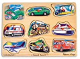 Melissa And Doug Vehicle Puzzle Wooden Peg Sound Puzzle 8pc