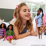 Barbie Fashionistas Doll with 2 Twisted Braids & Prosthetic Leg Wearing Star-Print Dress, White Shoes & Arm Bracelet, Toy for Kids 3 to 8 Years Old