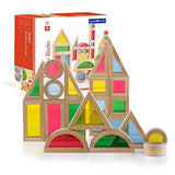 Guidecraft Jr. Rainbow Blocks: 40 Piece Set - Kids Learning & Educational Toys, Stacking Blocks