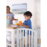 Guidecraft Contemporary Kitchen Helper Stool - White W/Keeper and Non-Slip Mat: Adjustable Height Wooden Baking Tower, Folding Step Stool for Toddlers, Little Kids Learning Furniture