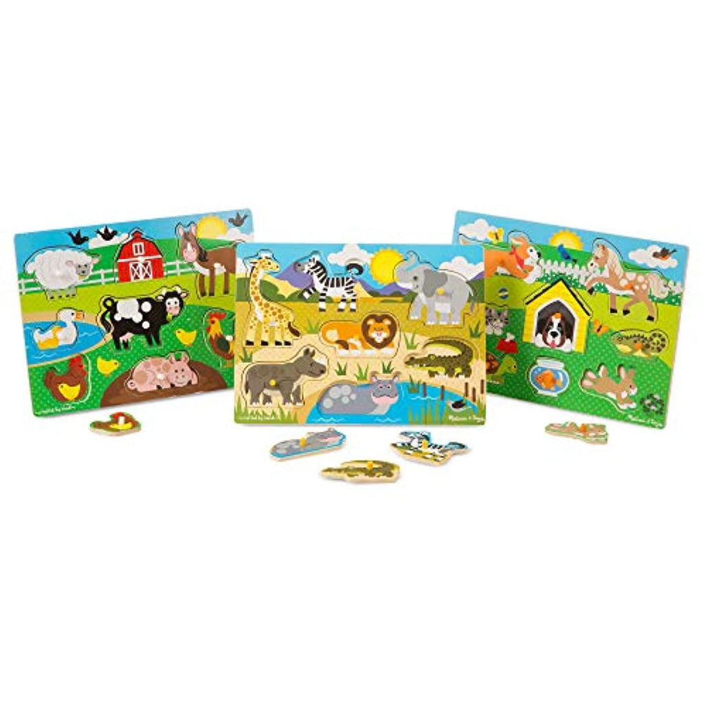 Melissa & Doug World of Animals Peg Puzzle Bundle