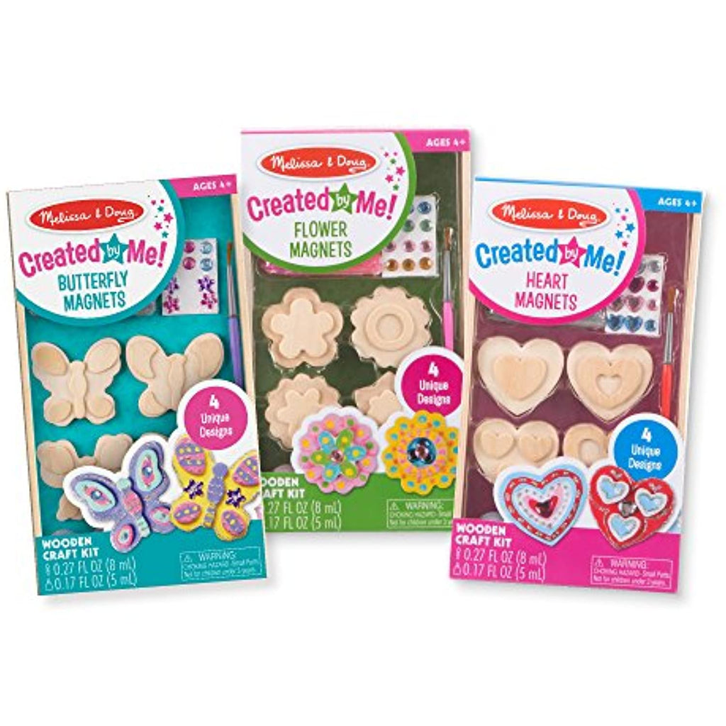 Melissa & Doug Paint & Decorate Your Own Wooden Magnets Craft Kit – Butterflies, Hearts, Flowers