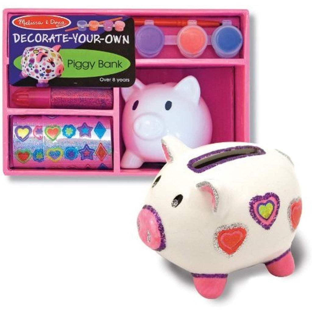 Melissa & Doug Ceramic Piggy Bank Decorate-Your-Own Kit + FREE Scratch Art Mini-Pad Bundle [31080]