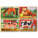 Melissa & Doug Animals 4-in-1 Wooden Jigsaw Puzzles Set - Pets and Farm