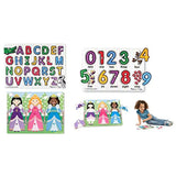 Melissa and Doug Wooden Peg Puzzle Bundle , (Dress Up Princesses, See Inside Alphabet, See inside Numbers) For Age 2 and Up